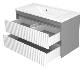 Подвесная тумба под раковину Brevita Balaton BAL-06100-01-012Я 100см белый/серый